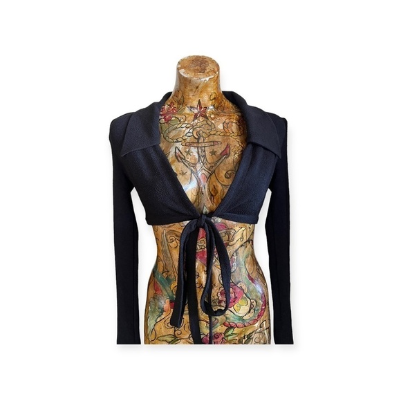 Danielle Bernstein by WeWoreWhat black wrap top black small - Picture 2 of 8